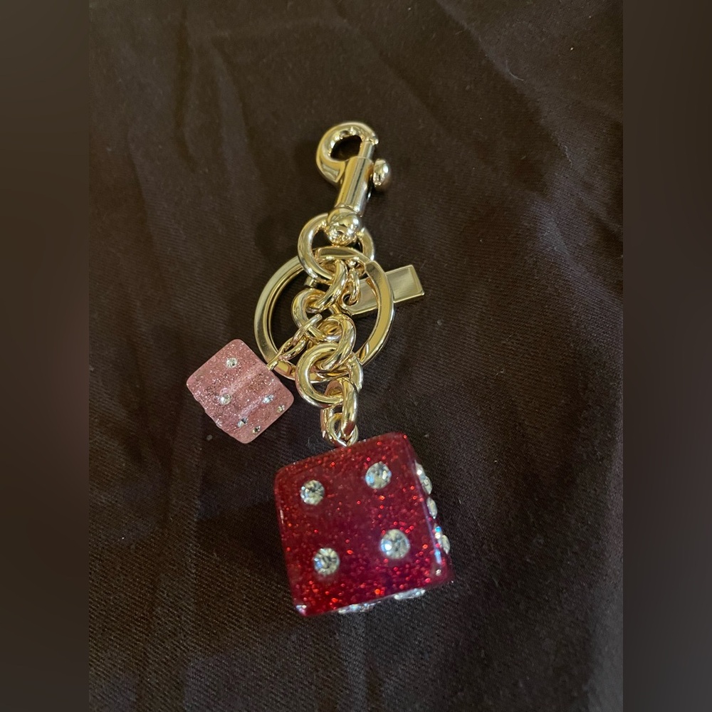 COACH Brown & Red Drawstring Dust Bag W/NWOT UNBRANDED Dice Keychain Bag Charm - Picture 10 of 10